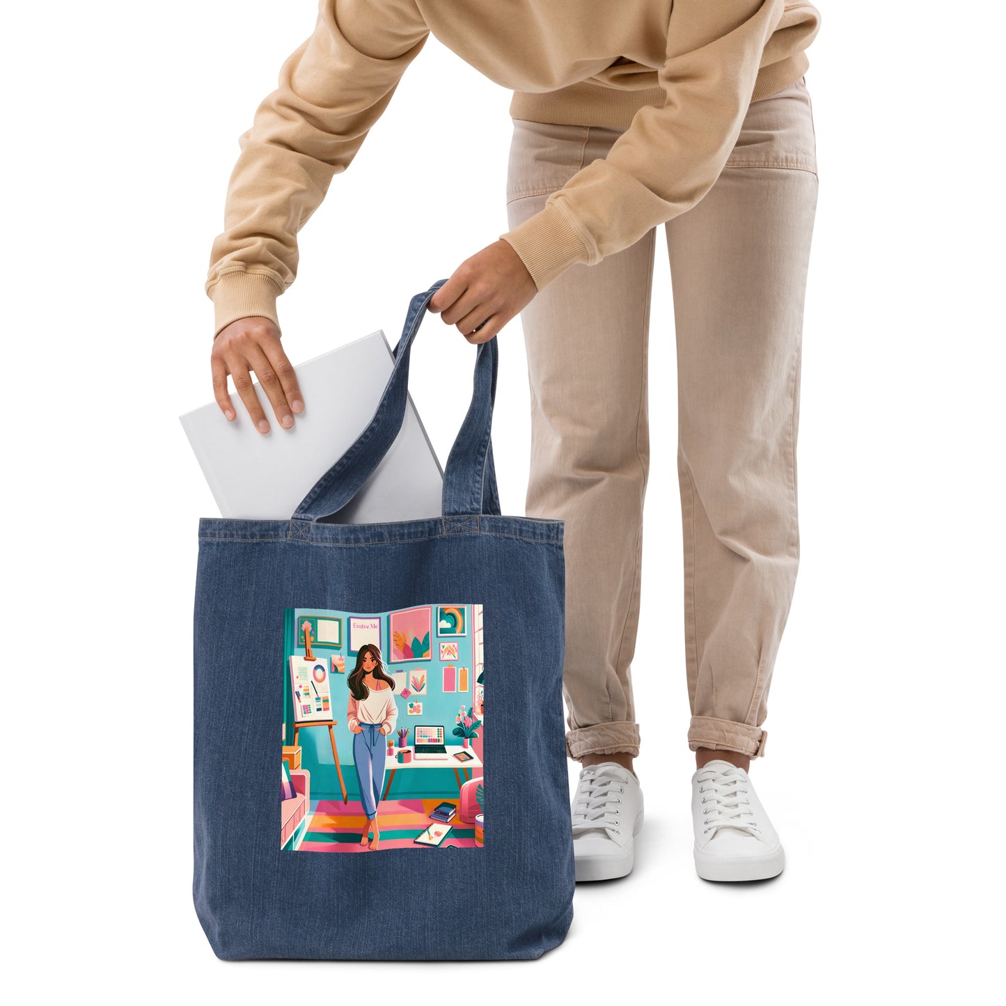 Envision Organic denim tote bag