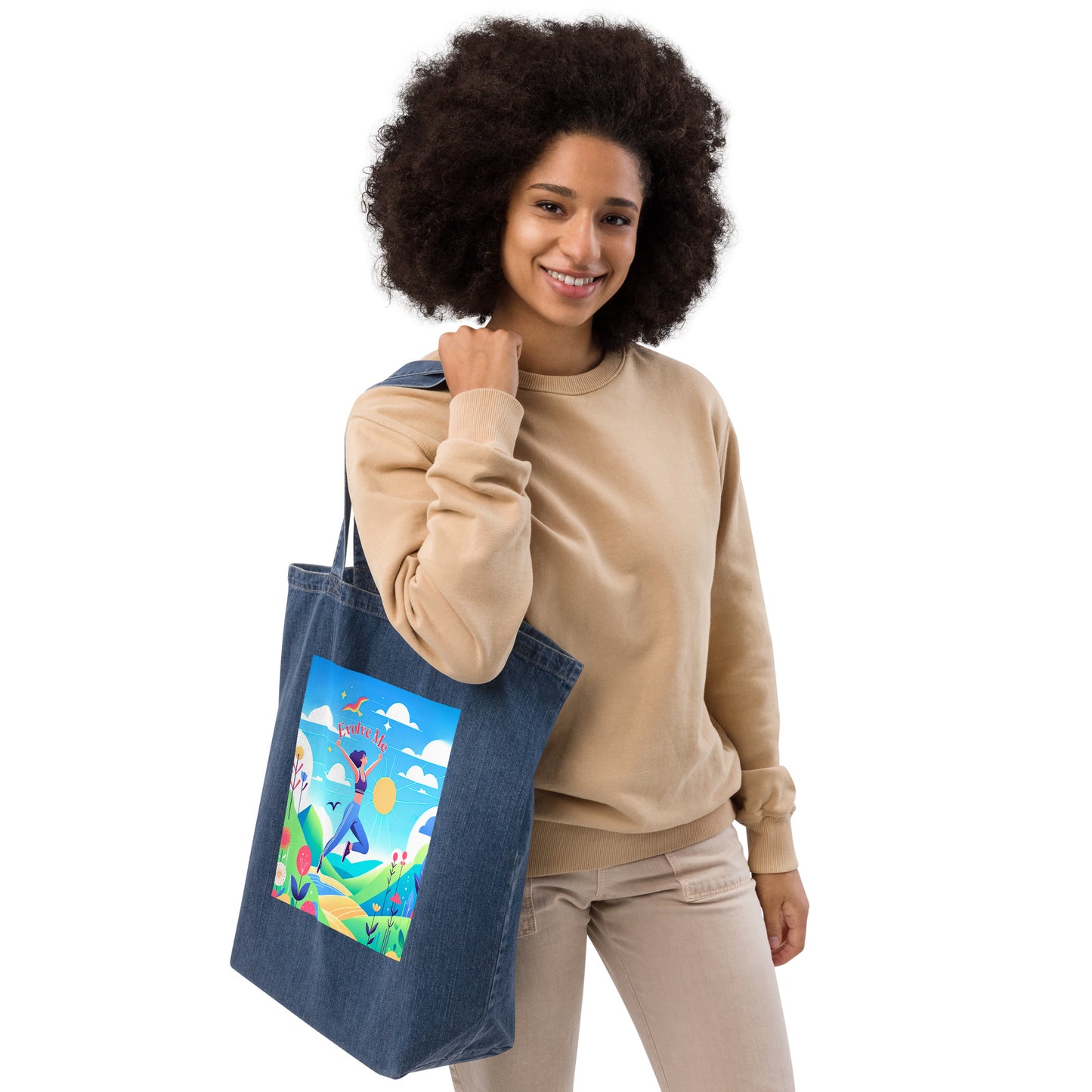 Increase Organic denim tote bag