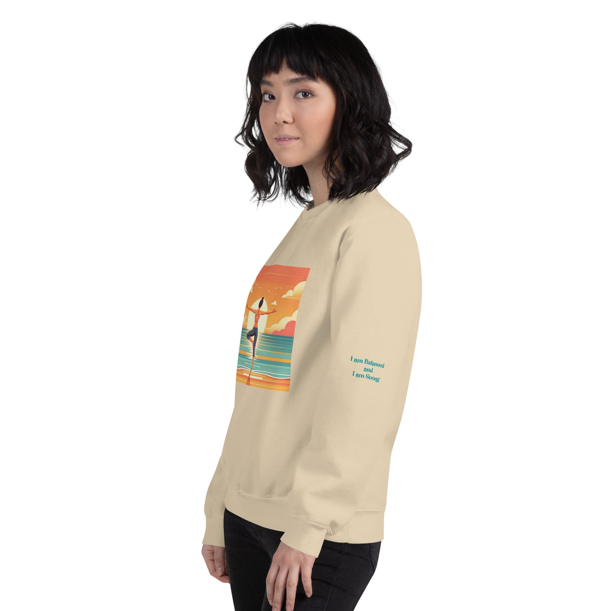 Balance Unisex Sweatshirt, sand, left sleeve